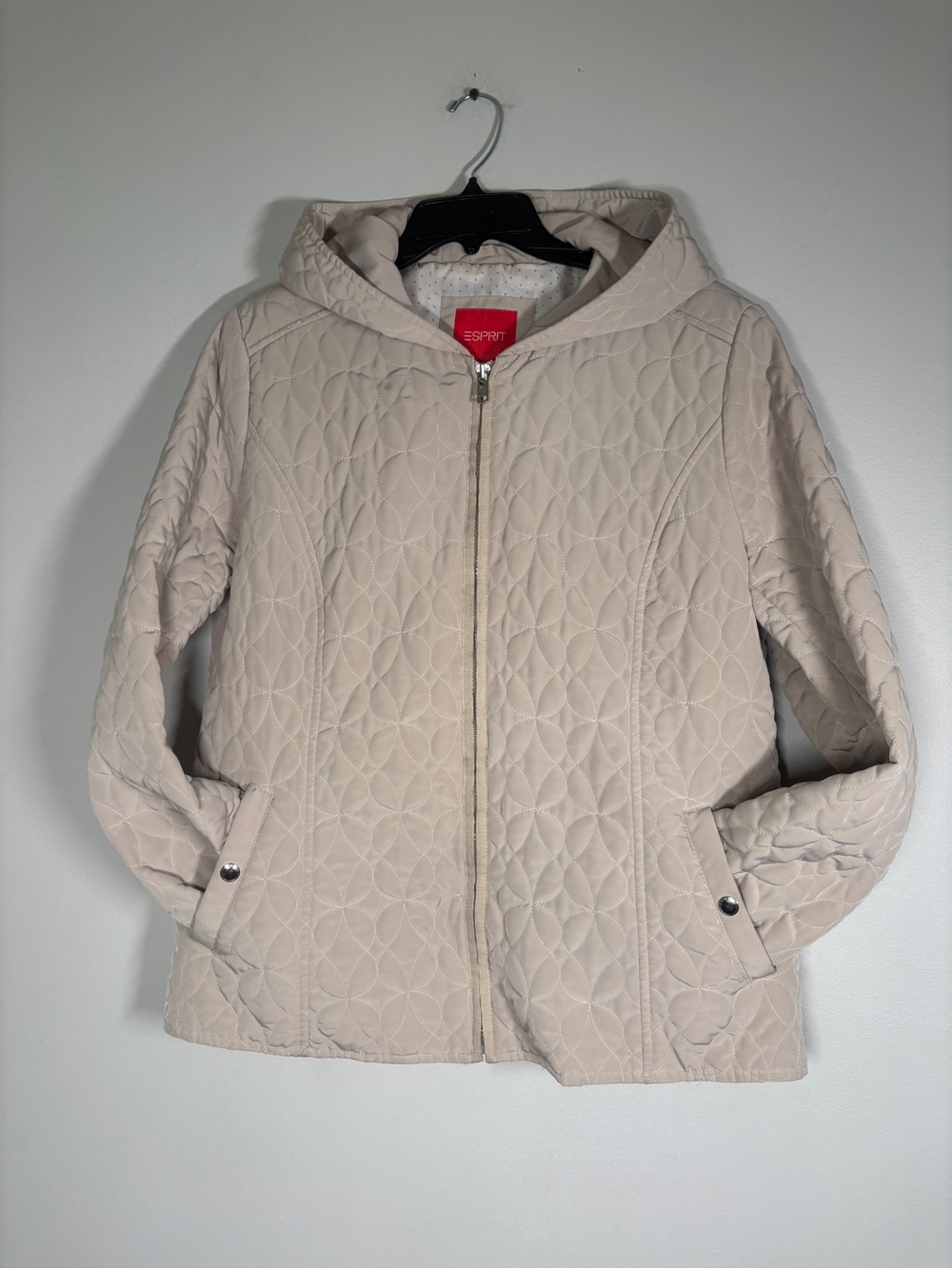 Esprit Light Cream Quilted Hooded Jacket - Picture 5 of 9